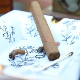 Neue Zigarre mit dekorativem Aschenbecher