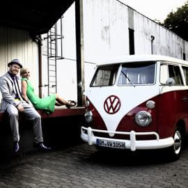 Bild von einem Fotoshooting mit gemieteten VW Bulli T1